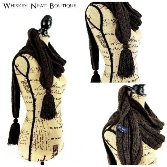 Gap Knitted Brown Scarf with Tassels 9 0097 - Picture 2 of 4
